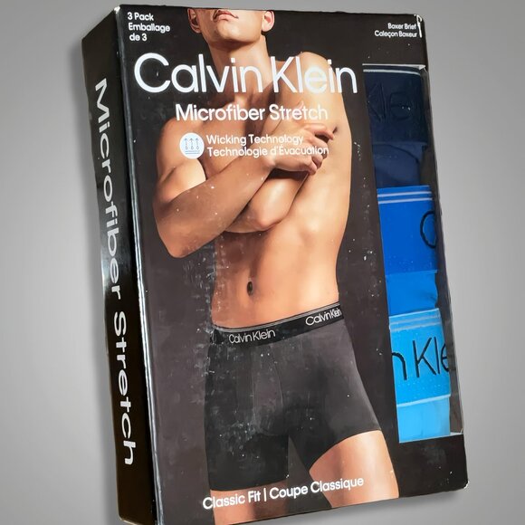 Calvin Klein Men's 3-Pack Microfiber Stretch Boxer Briefs Underwear MEDIUM NEW - Picture 1 of 4